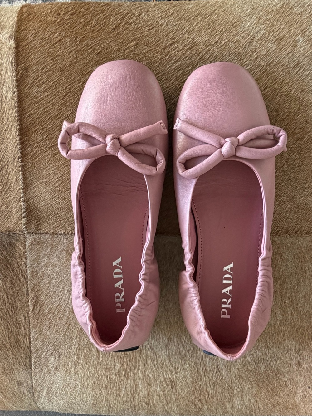 PRADA Pink Bow Front Leather Ballet Shoe-Good Condition-Size 37.5 - Picture 6 of 8